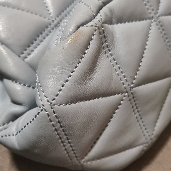 Michael Kors Light Blue Quilted Crinkle Chain Straps Satchel Bag - Picture 10 of 12